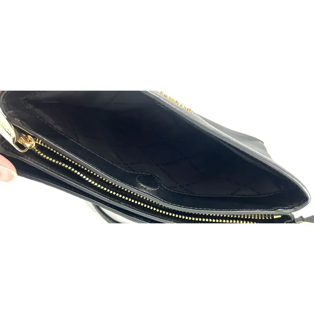 Michael Kors Trisha Medium Pebbled Leather Crossbody Bag Black 35H1G9TC8L